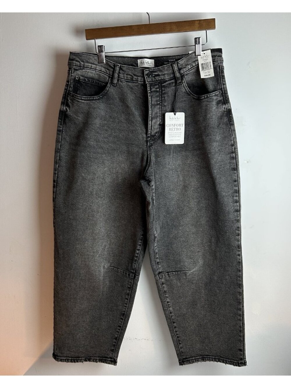 Women's Gray Wide Leg Jeans - Comfort Retro